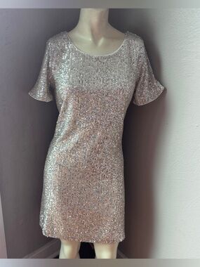 CeCe Sequin V-Neck Shift, size xs